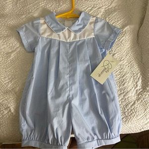 Boys blue/white gingham bubble outfit 12 month